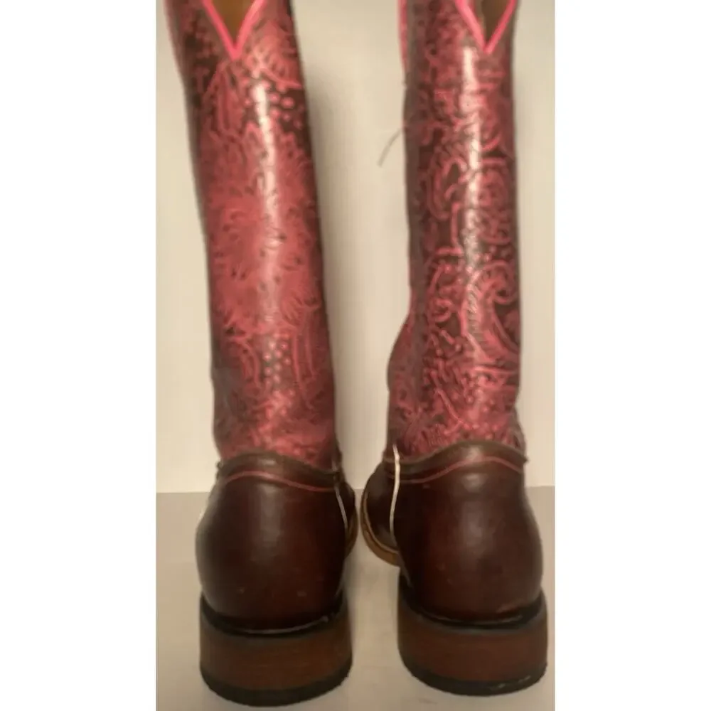 Tony Lama Women’s Western Cowboy Boots Size 10 B Brown Leather Good Condition